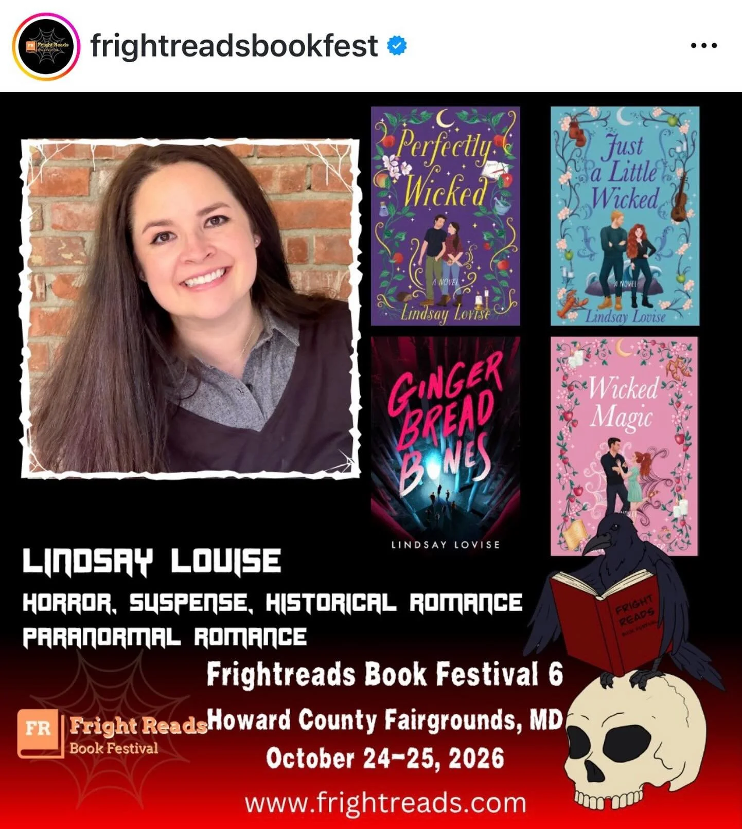 I&rsquo;ll be in Maryland for the FrightReads Bookfest this October, and it promises to be a spooky good time. I&rsquo;ll be signing copies of GINGERBREAD BONES &amp; my paranormal romances, as well as giving away bookmarks and candy because, um, it&
