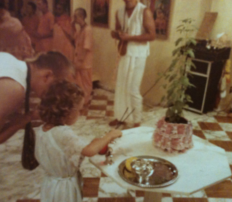 Me and Pita worshiping Tulsi