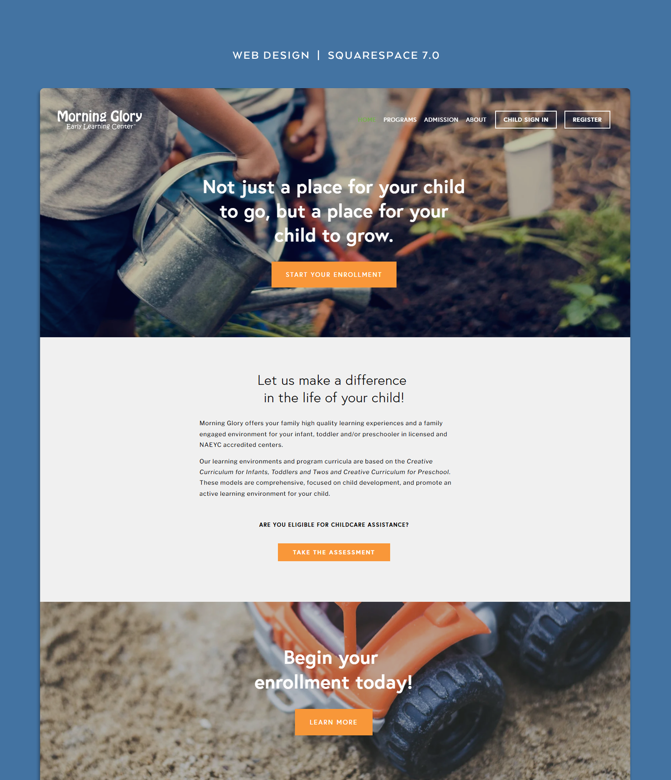 Morning Glory Early Learning Center, Website Homepage