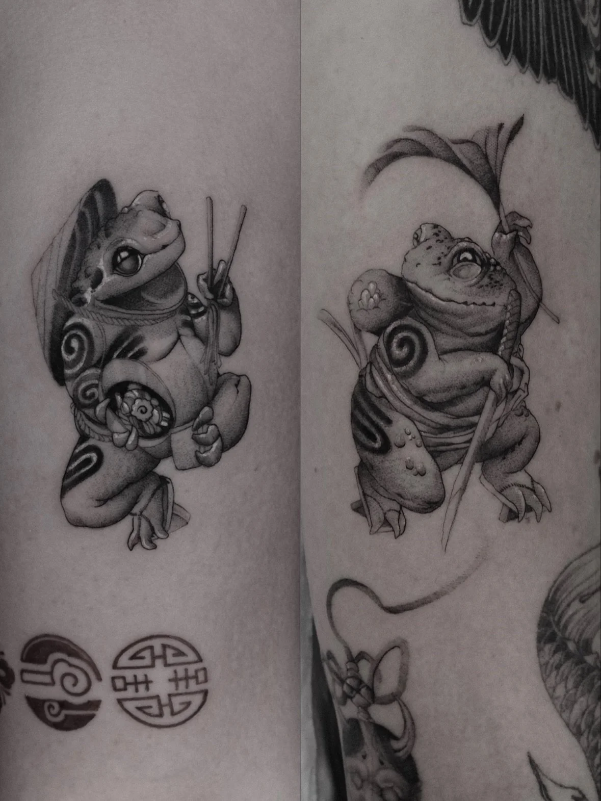 &bdquo;Duo ttt&ldquo; thx Fam for your trust 🖤
Ask for a longer appointment if you&rsquo;d like to come as a couple. Books open: June / July
.
feel free and send your request:
WWW.DANUVUE.COM
.
#tattoo #couple #frog