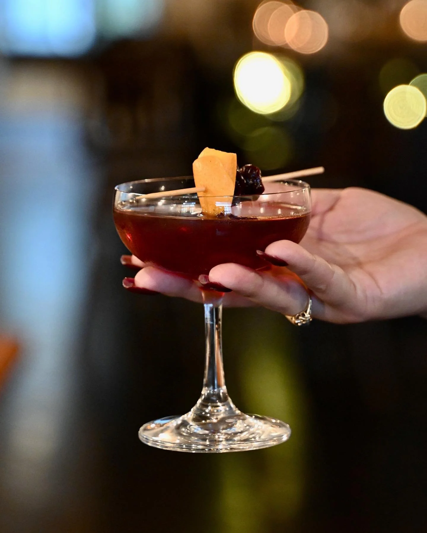A Cocktail Being Presented Harper’s On Main in Dobb’s Ferry, Westchester