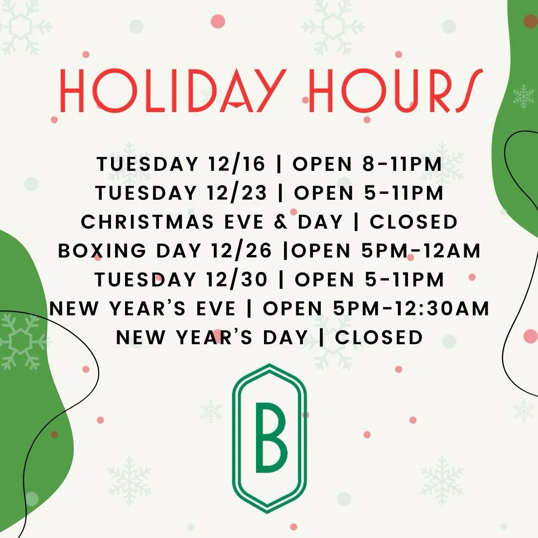 OPEN TUESDAYS THROUGH THE END OF THE YEAR! 

Details to note: 
Tuesday 12/16 is the Mover &amp; Shaker pop up! Please rsvp through the link in bio

Remaining Tuesdays are service as usual

NYE is a casual affair! No event, no reservations. Just come 