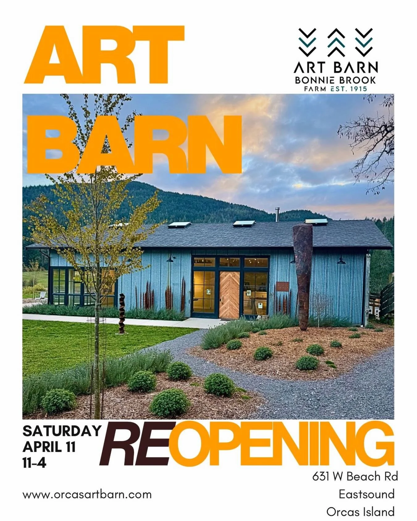 The Art Barn is reopening for the season (open hours every Saturday from 11 to 4 PM) starting this Saturday, April 11!  Please join us pour some inspiring fresh work by eight Orcas Island artists.