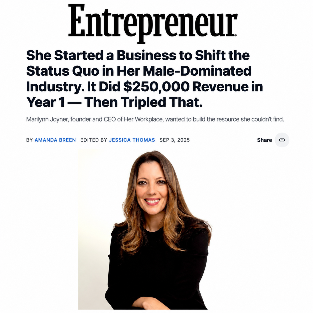 Her Workplace featured on Entrepreneur 