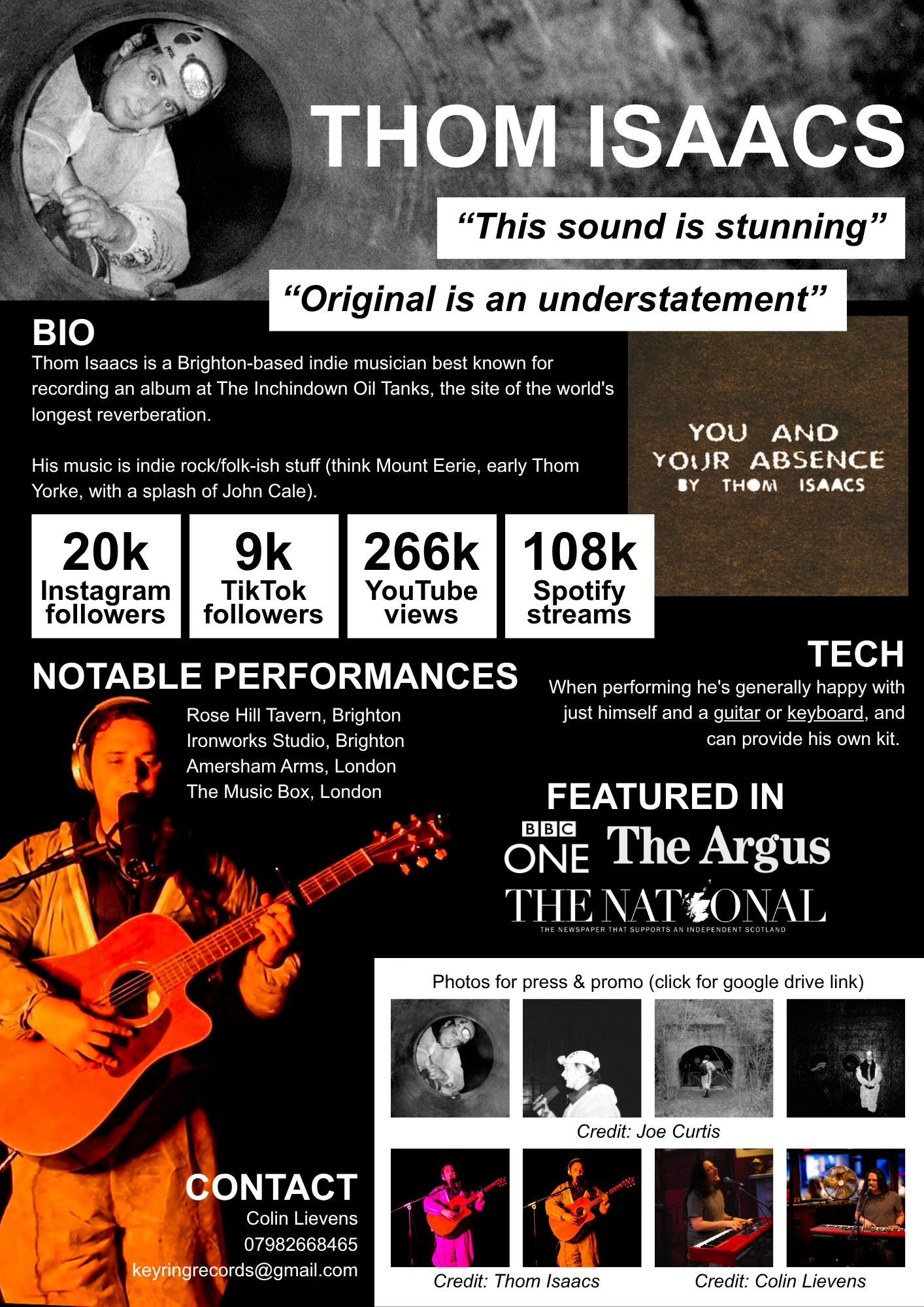 Electronic Press Kit for local musician