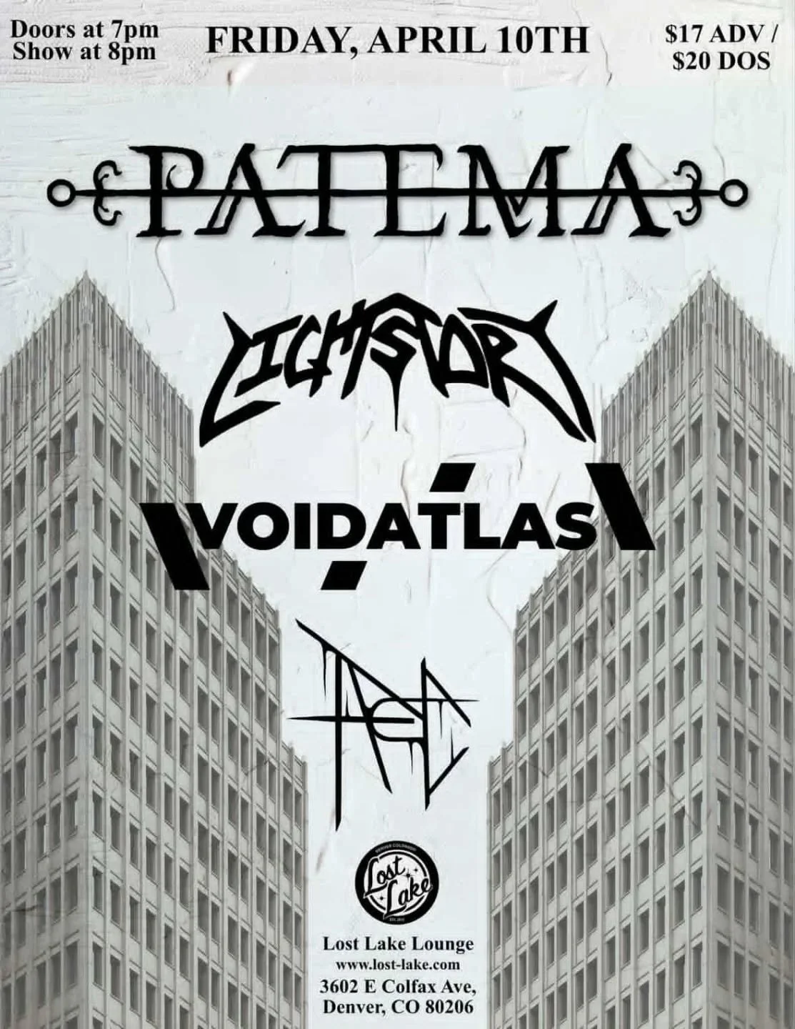 DENVER! Our first hometown show of 2026 is long overdue, but it'll be worth it! We're joining up with our good buddies @patemaband, @lightstoryriley, and @angelsinelectricchairs (finally)!

We couldn't ask for a better group to play @lostlakedenver ,