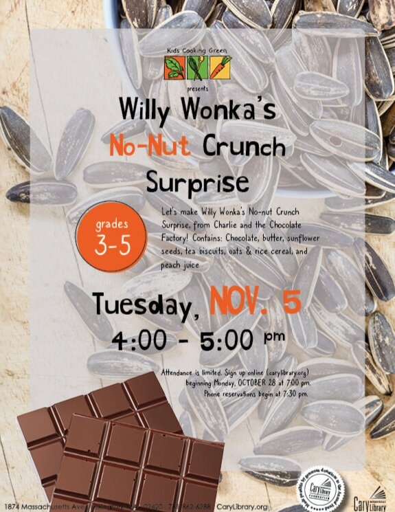 Poster for Willy Wonka’s No-Nut Crunch surprise event 
