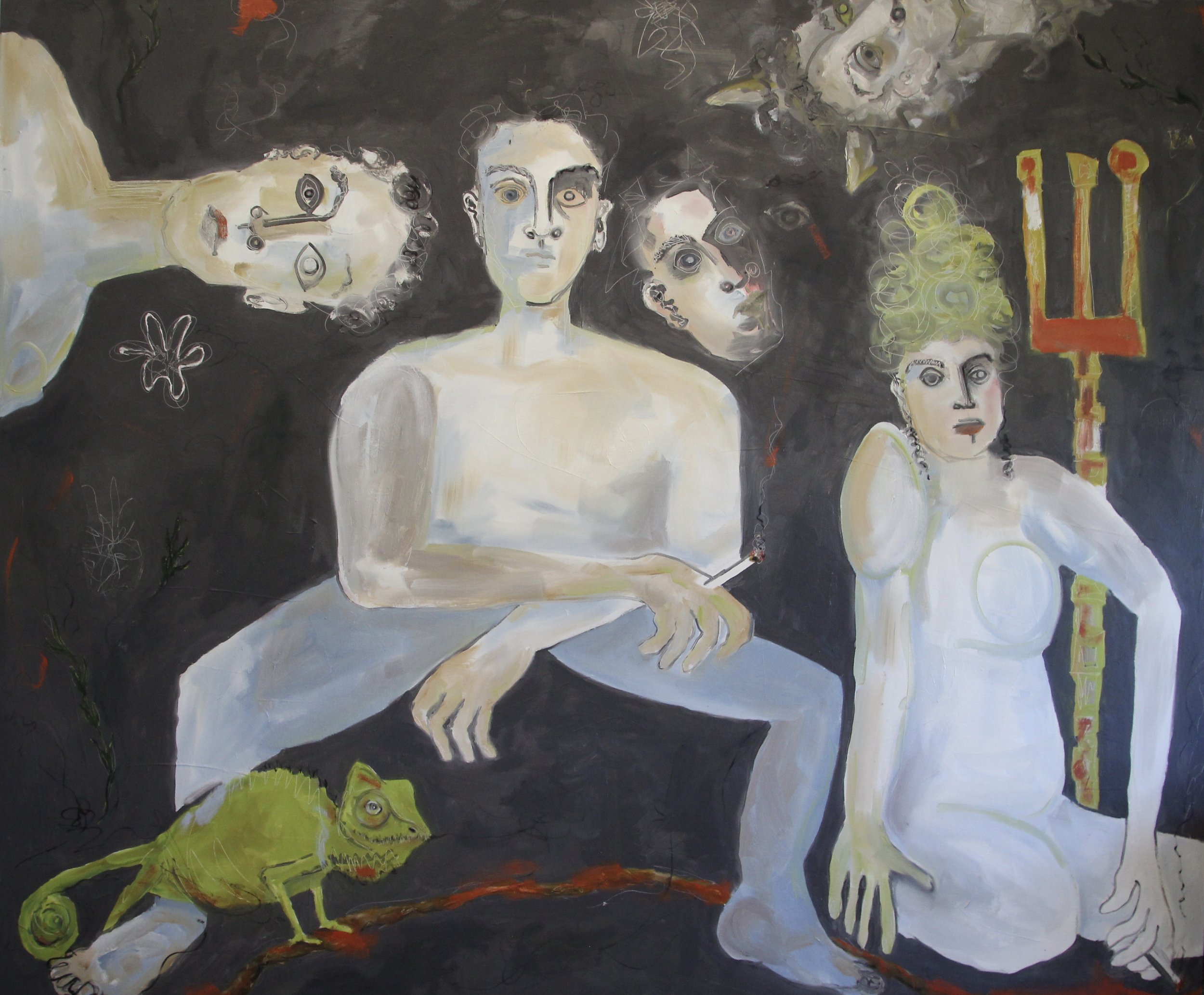 Faces. 62x74. oil on canvas. framed