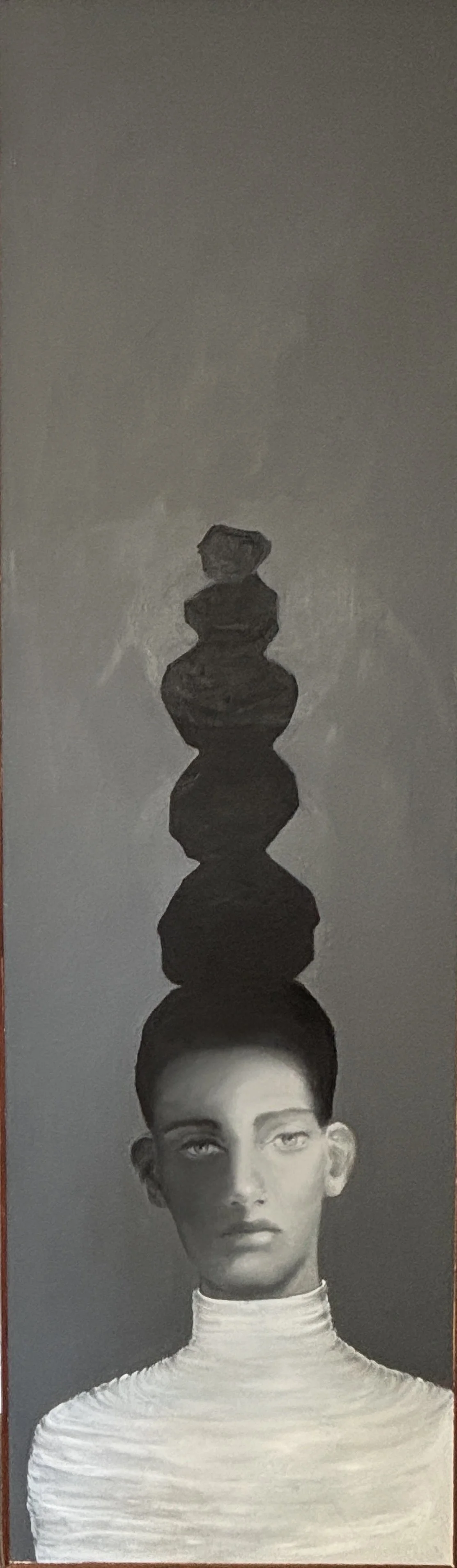 Heels on Ice. 76x22". oil on wood panel. framed.