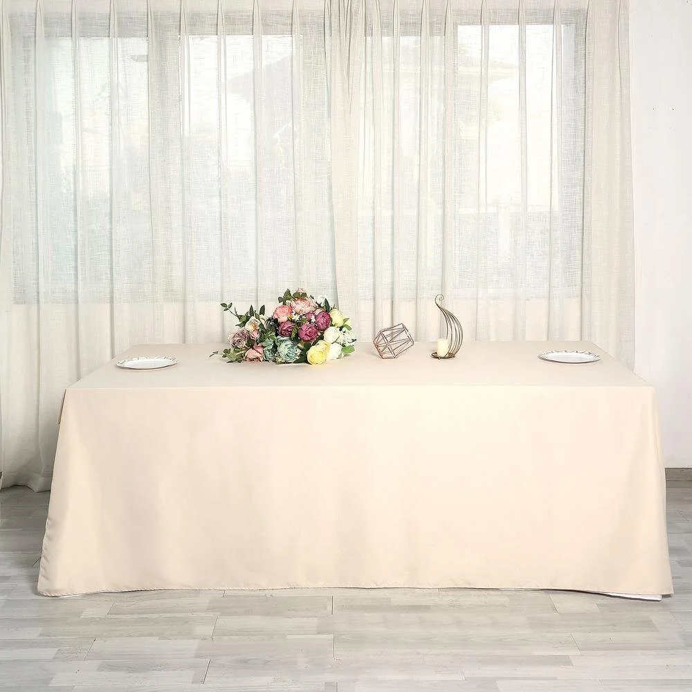 Beige Polyester Rectangular Tablecloth.jpg