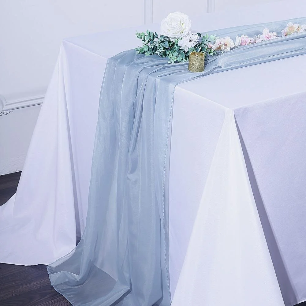 $3 - 6FT Dusty Blue Chiffon Table Runner Twin Lakes $3 - 6FT Dusty Blue Chiffon Table Runner Twin Lakes