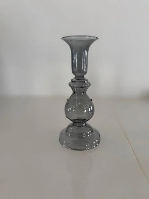 smoke gray black bubble glass candle holder 8 inch