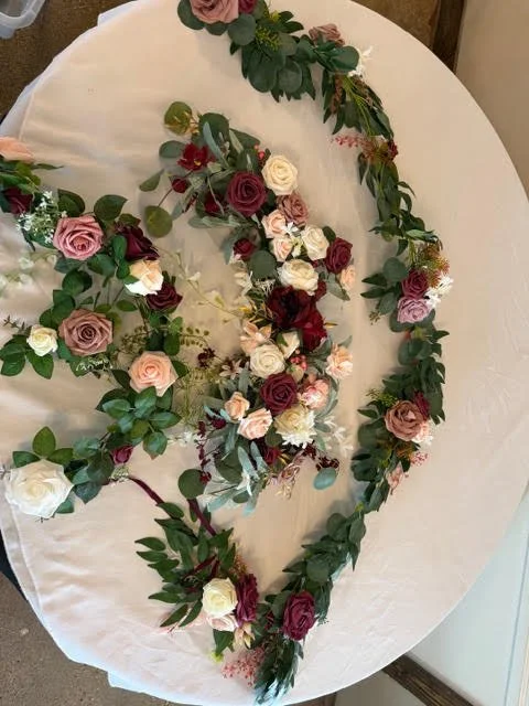 Flower Garlands 6.5ft Burgundy Is Exclusive Only To Couples Who Have Booked The Twin Lakes Decorating Team Or Wedding Day Coordinator.