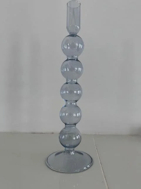 blue 5 bubble glass candle holder 11 inch