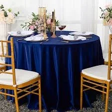 $5 to rent 108" Round Tablecloth Navy Blue