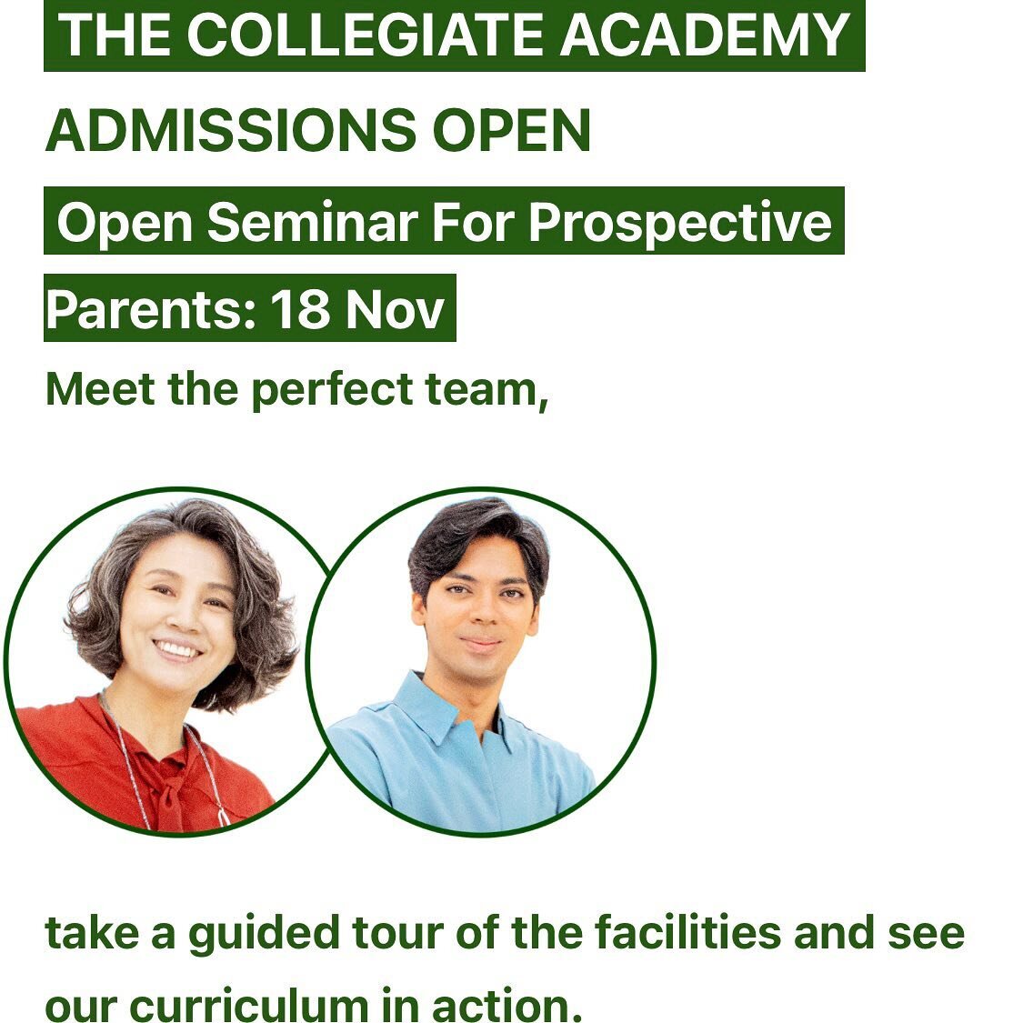 Open Seminar on November 18th, Saturday 💚

#TheCollegiateAcademy #더컬리짓아카데미 #TCA #합격 #admissions #국제학교 #명문대 #CollegeCounseling #컬리지카운셀링 #대학컨설팅 #대입컨설팅 #collegeprep #미국대학교 #일산프렙스쿨 #internationalstudent #internationalschool #대안학교 #일산국제학교 #highschoolsink