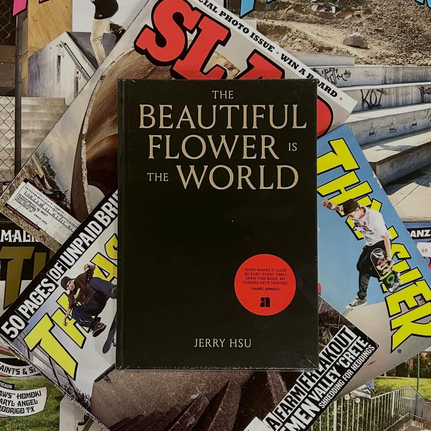 Always happy to receive a restock of these. The work of @internetfamous behind a camera and on a board is endlessly inspiring. This offering is no exception. `The Beautiful Flower Is the World&rsquo; is available in the shop and on our website.