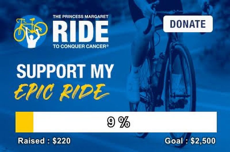 On June 8th and 9th I will be riding 200 km from Toronto to Niagara Falls in The Princess Margaret Ride to Conquer Cancer!

For the Month of May, we will be supporting the Princess Margaret Cancer Centre at the shop.

If you are so inclined, Facebook