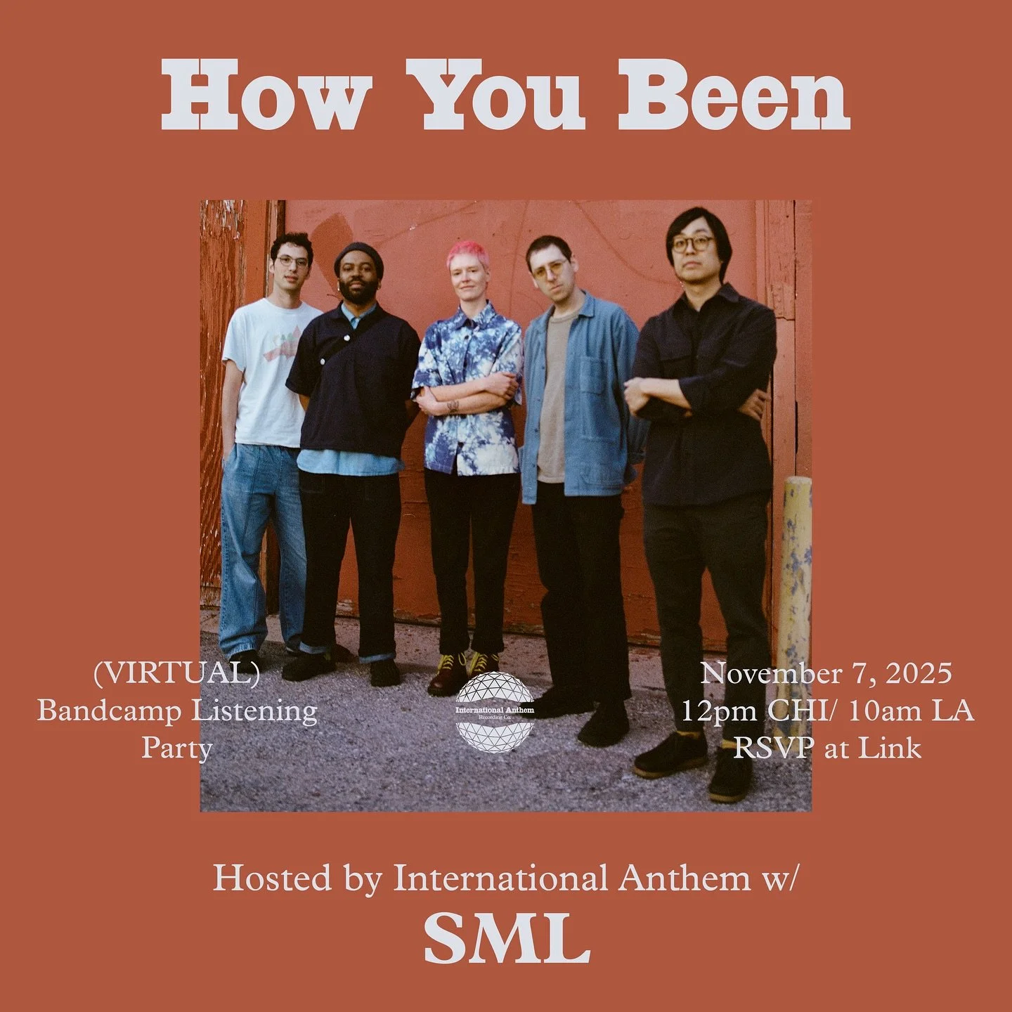 Join us in the chat zone ONE WEEK FROM TODAY as we listen to @sml.band &rsquo;s 𝐇𝐨𝐰 𝐘𝐨𝐮 𝐁𝐞𝐞𝐧 in its entirety with members of the band !! RSVP at link 🍕