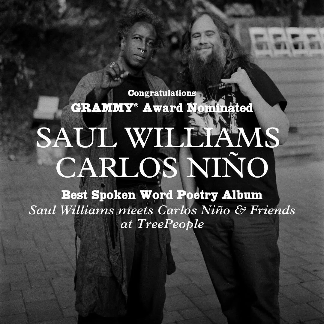 CONGRATULATIONS @saulwilliams, Carlos Ni&ntilde;o &amp; Friends !!! SWmCN&amp;F@TP is nominated for Best Spoken Word Poetry Album #2026GRAMMYs

((( 📸: @sam_lee.jpg )))