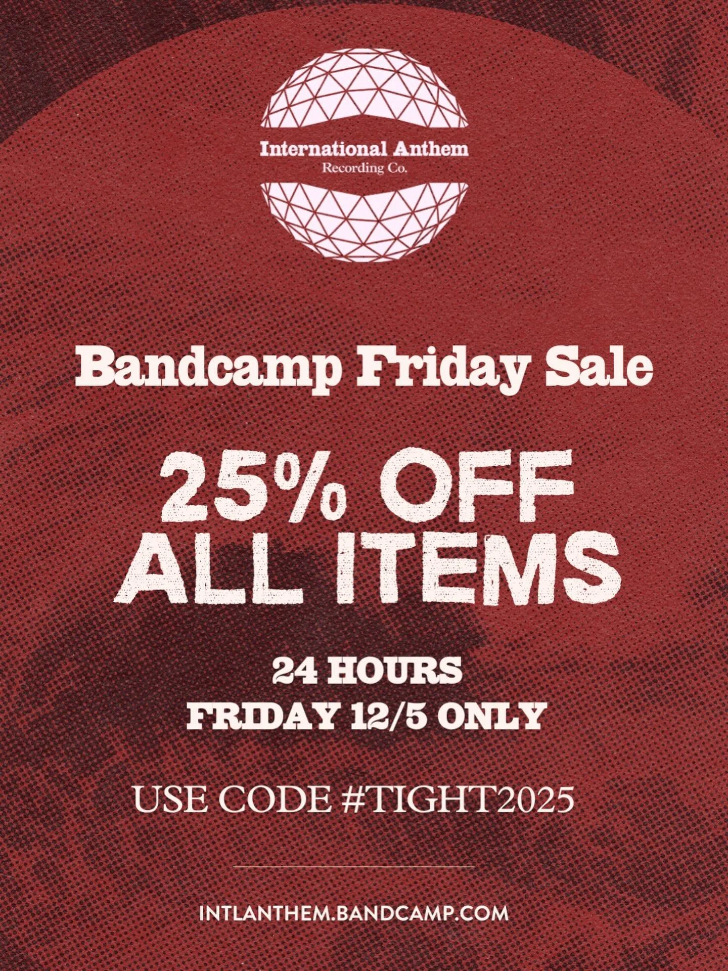 tomorrow is @bandcamp friday and we&rsquo;re wrapping up &lsquo;25 with 25% off everything available on our page, just use discount code #tight2025 at checkout !!!