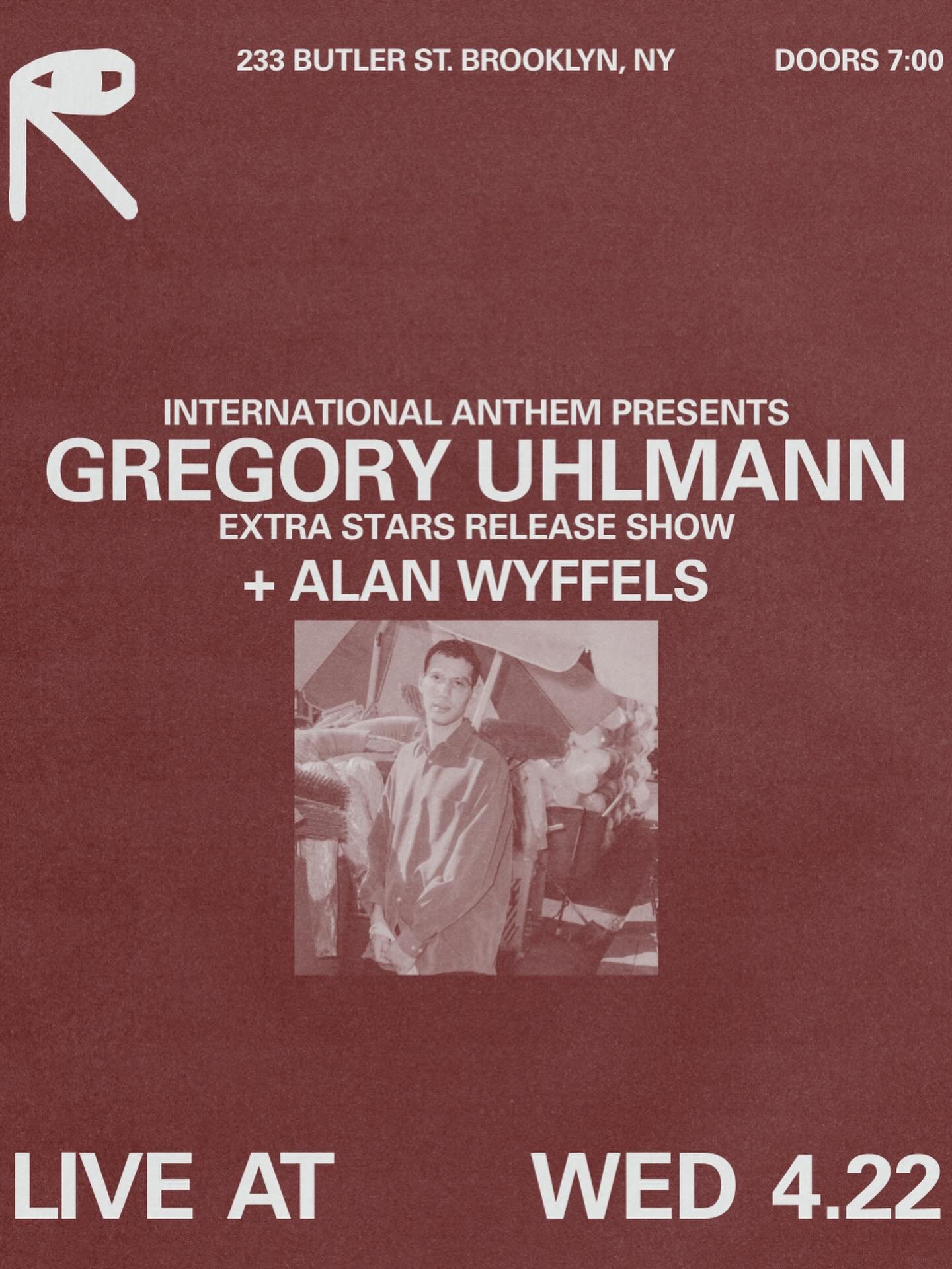 BROOKLYN APRIL 22 @gregoryuhlmann Extra Stars album release show alert @publicrecordsnyc w/ opening set by Alan Wyffels tickets in our bio link !!!