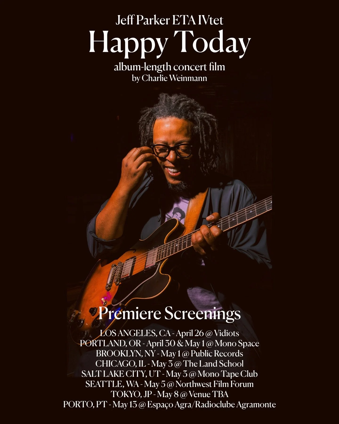 An album-length concert film by @cfwein , capturing the August 2025 Lodge Room performance that became @jeffparkersounds &rsquo;s new 𝗘𝗧𝗔 𝗜𝗩𝘁𝗲𝘁 album 𝐇𝐚𝐩𝐩𝐲 𝐓𝐨𝐝𝐚𝐲, will be released worldwide on May 29, 2026. Premiere screenings will 