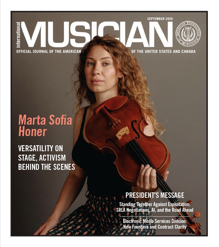 Happy Labor Day. Kick back and relax with the latest issue of INTERNATIONAL MUSICIAN mag, the official journal of @afm_union, featuring the legend MARTA SOFIA HONER @mmartassofia on the cover! A fine profile of her inside too, as she properly reps th