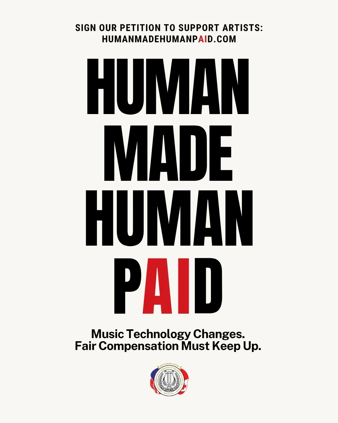 Joining our friends with @afm_union today (s/o @mmartassofia) to call for CONSENT, CREDIT, AND COMPENSATION for musicians when their work is used for AI development and music generation. Sign the petition, support human artists and musicians via:

HU