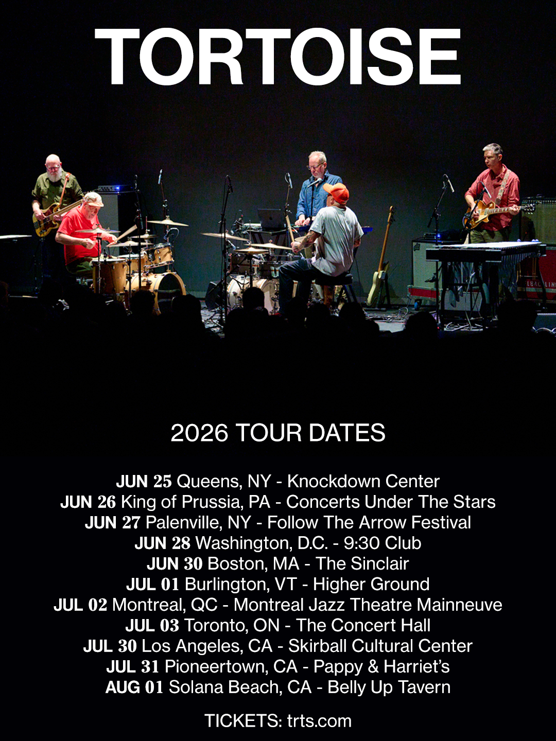 TORTOISE tour dates NORTH AMERICA this Summer
