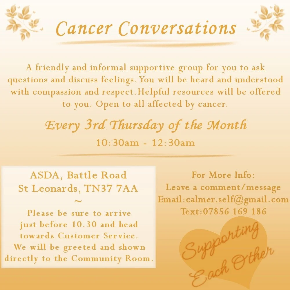 We are meeting up again on Thursday the 19th March.

We welcome....
❣️...anyone who has had a cancer diagnosis......however long ago.
❣️...anyone who loves and cares for someone who has cancer
❣️...anyone who is worried about cancer
❣️...anyone who h