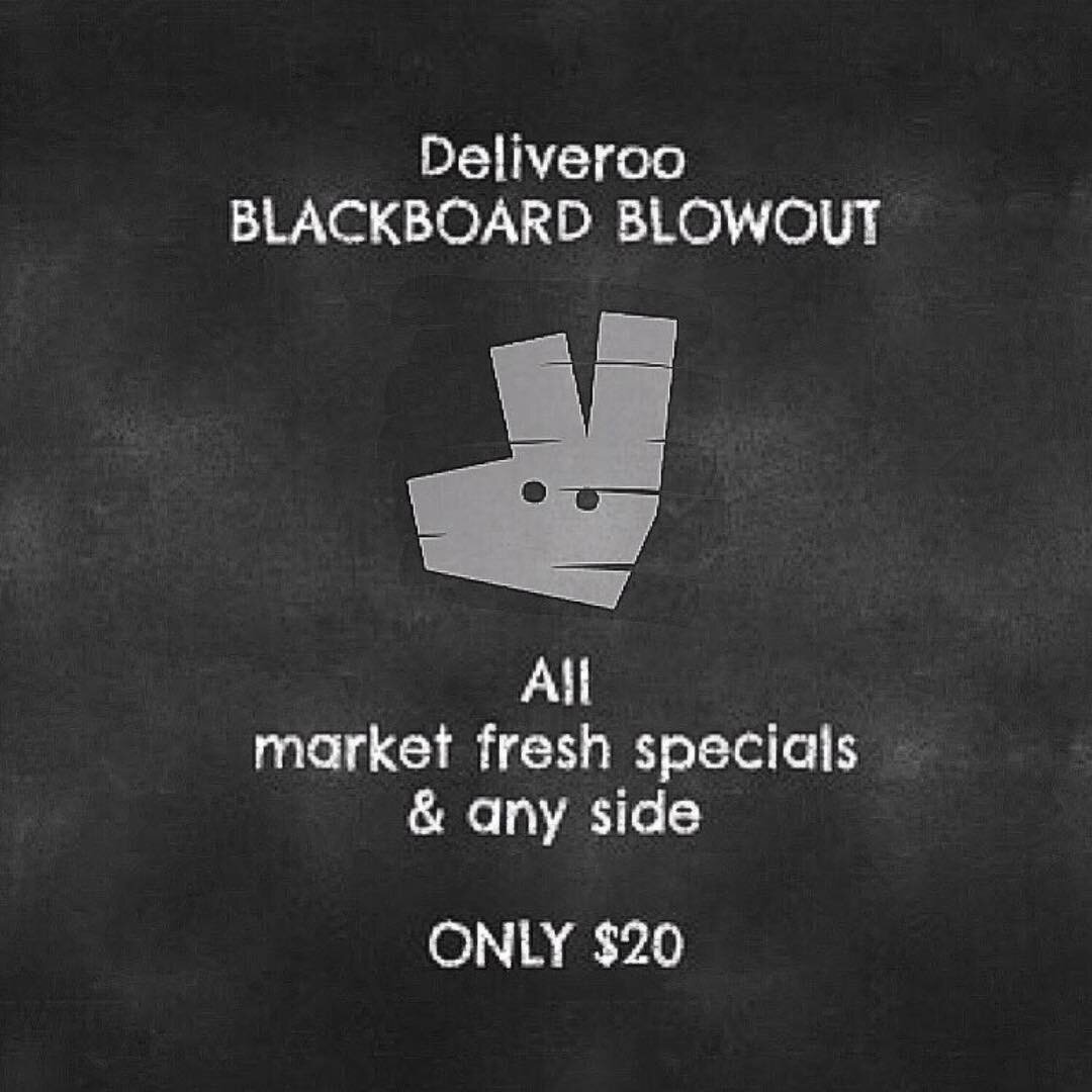 IT&rsquo;S A BLOWOUT! 
For a limited time only, we&rsquo;re offering our Deliveroo customers ALL of our market fresh blackboard specials &amp; ANY side for ... ONLY $20!! Don&rsquo;t miss this catch, jump onto the @deliveroo_au app now and get yours.
