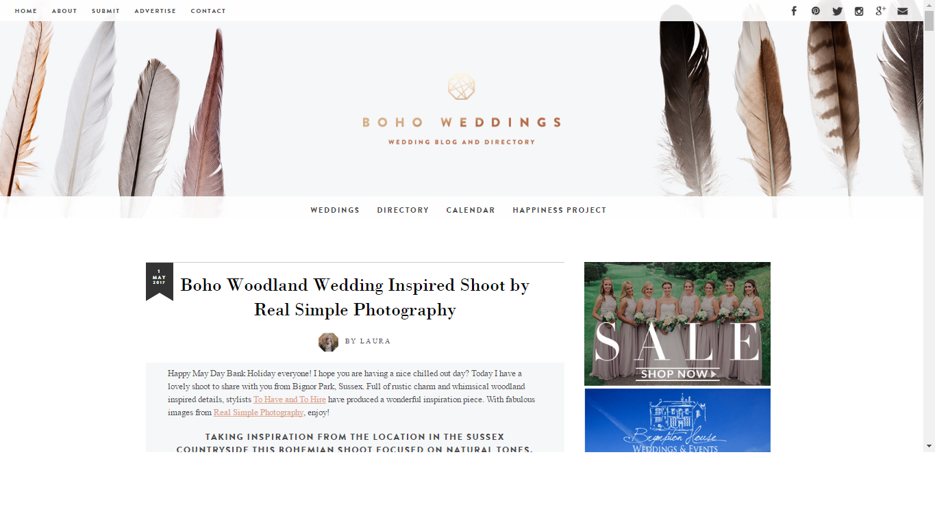 Our shoot we styled featured on Boho Weddings Blog