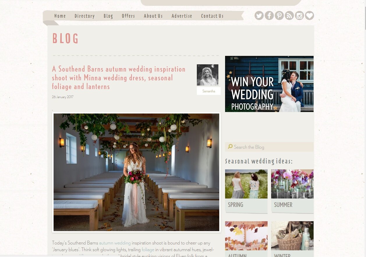 Styled shoot at Southend Barns featured on Natural Wedding Co Blog!
