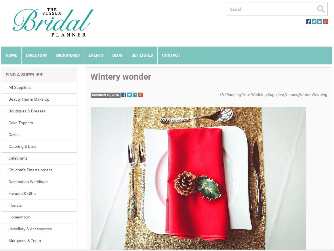 Winter themed shoot at Little Thakeham featured on The Sussex Bridal Planner