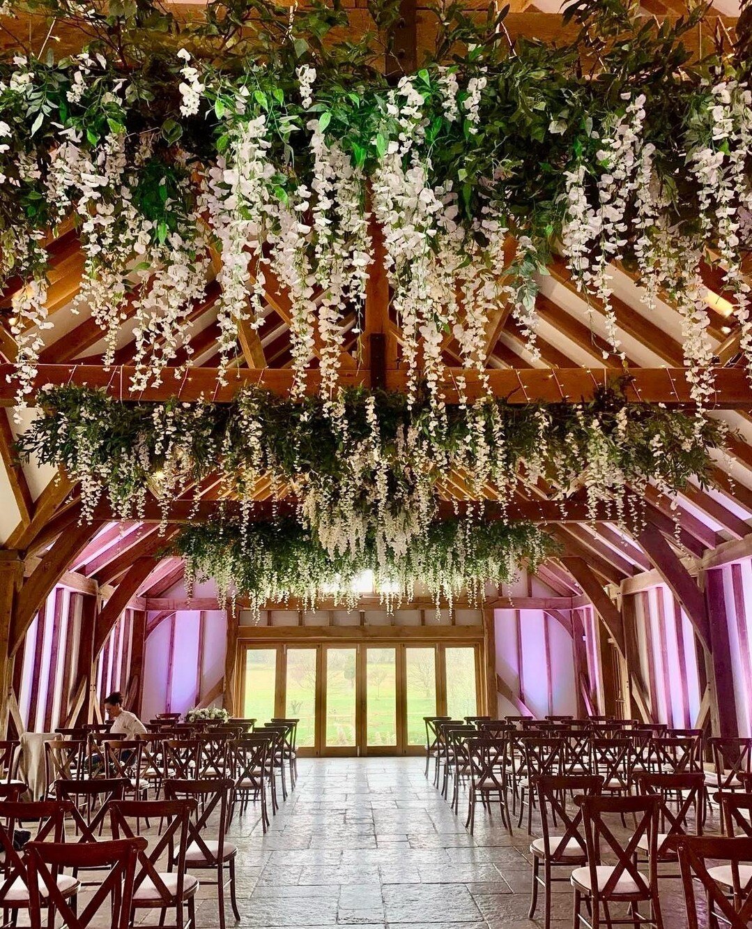 A stunning faux folilage celing installation by our team.⁠ we love the full coverage effect this gave! 
⁠
Venue @brookfieldbarn⁠
⁠
⁠
.⁠
.⁠
.⁠
.⁠
.⁠
.⁠
⁠
#luxurywedding #realwedding #weddingday #weddingceremony #weddingdetails #weddinginspiration #ins