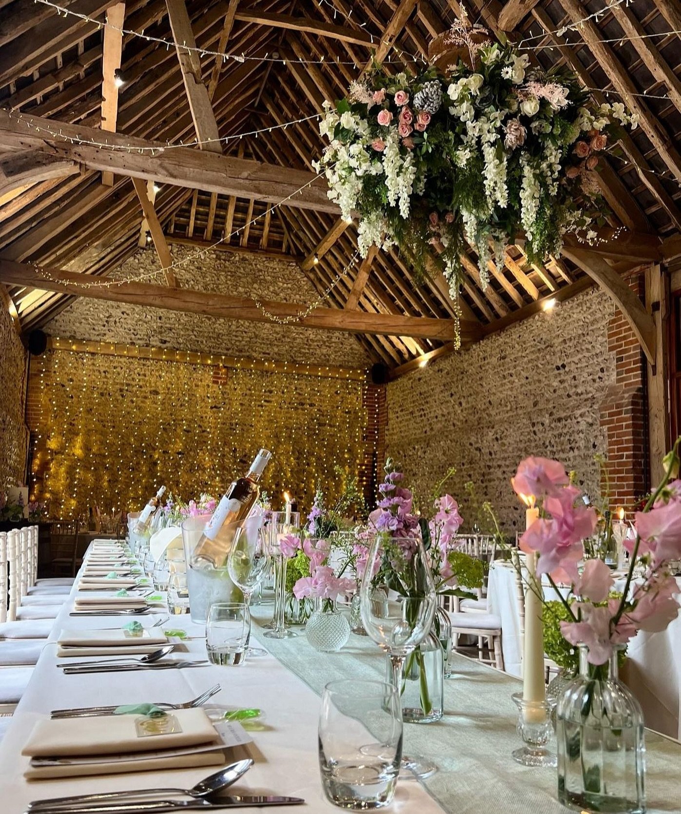 One of our fabulous faux floral chandeliers photo by thanks to @freshcateringevents who supplied the catering 🌿🤍 

Venue @cissbury