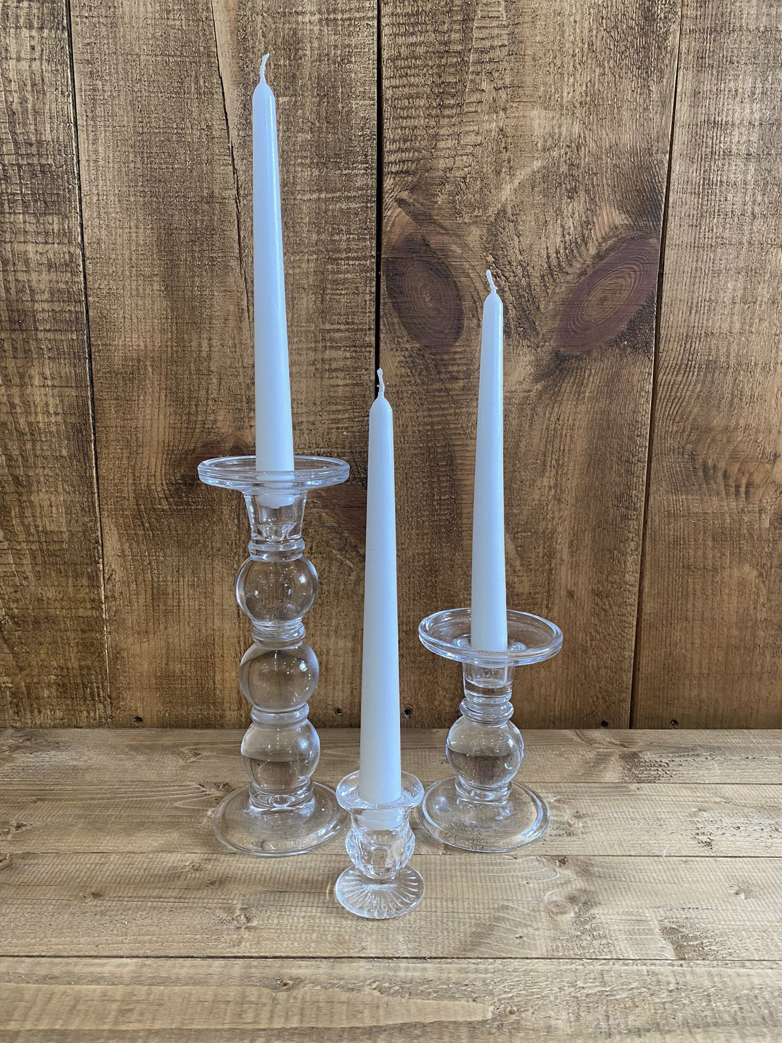 Glass Candlesticks - events and wedding hire Sussex, Surrey, Kent and Hampshire