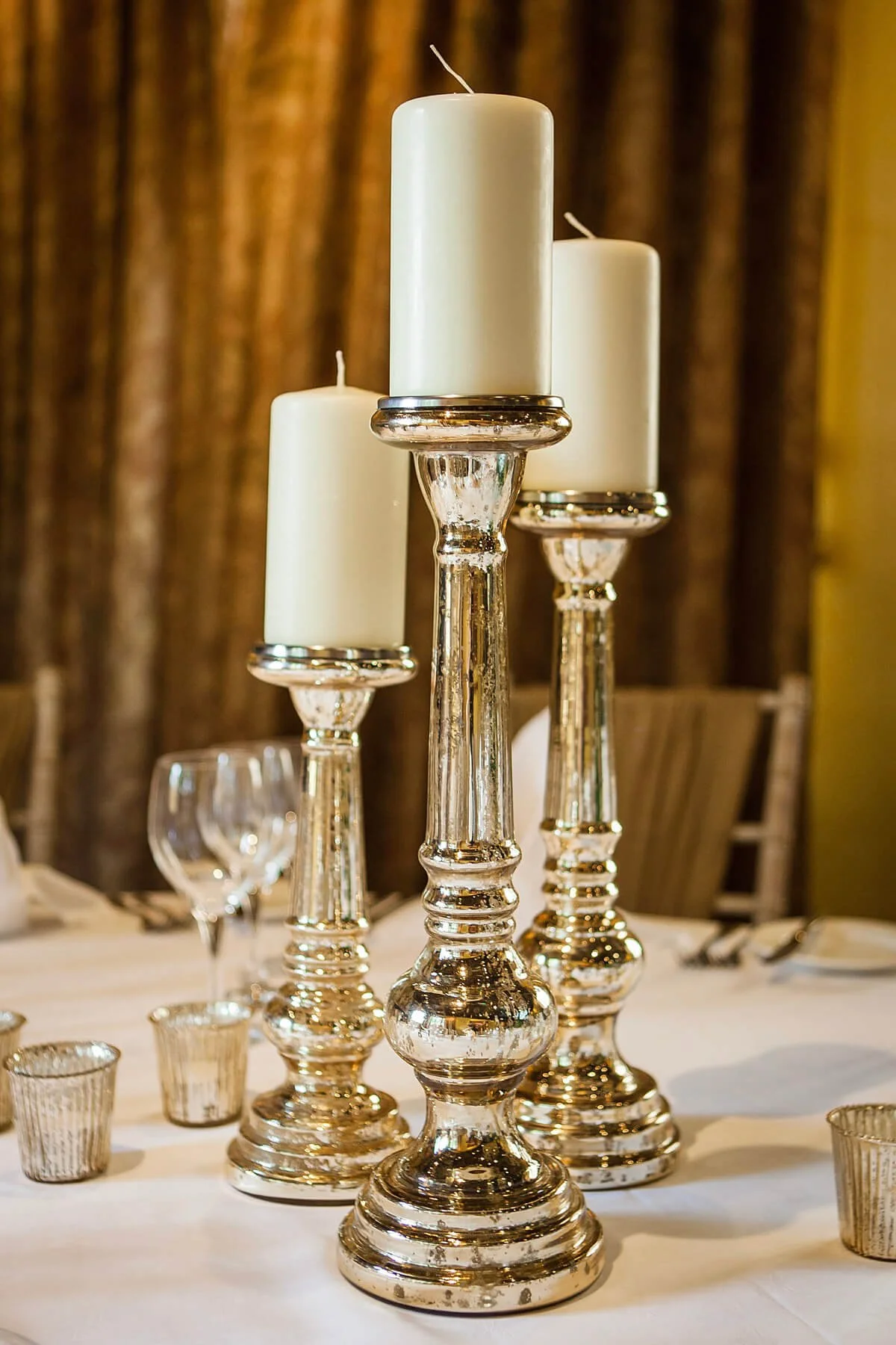 Mercury Glass Candlesticks - Gold/Silver