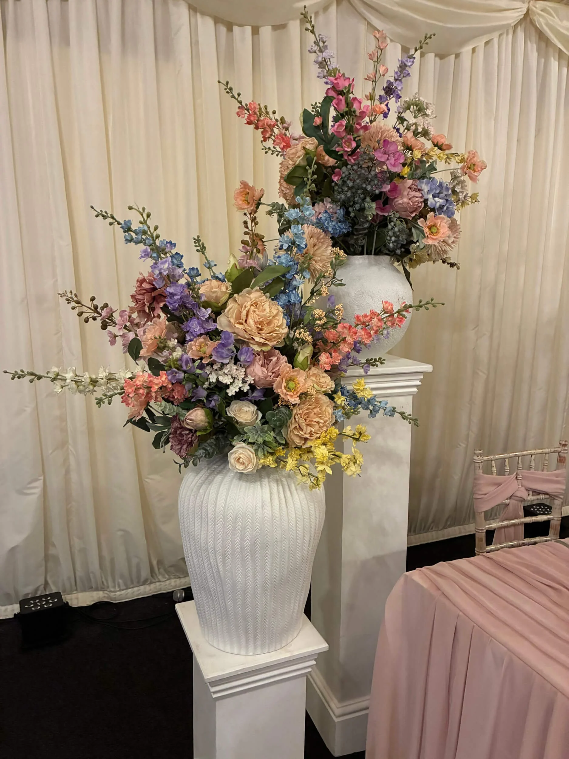 Ceramic White Clay Vase - Medium - 46cmH x 34.5cmW - events and wedding hire Sussex, Surrey, Kent and Hampshire