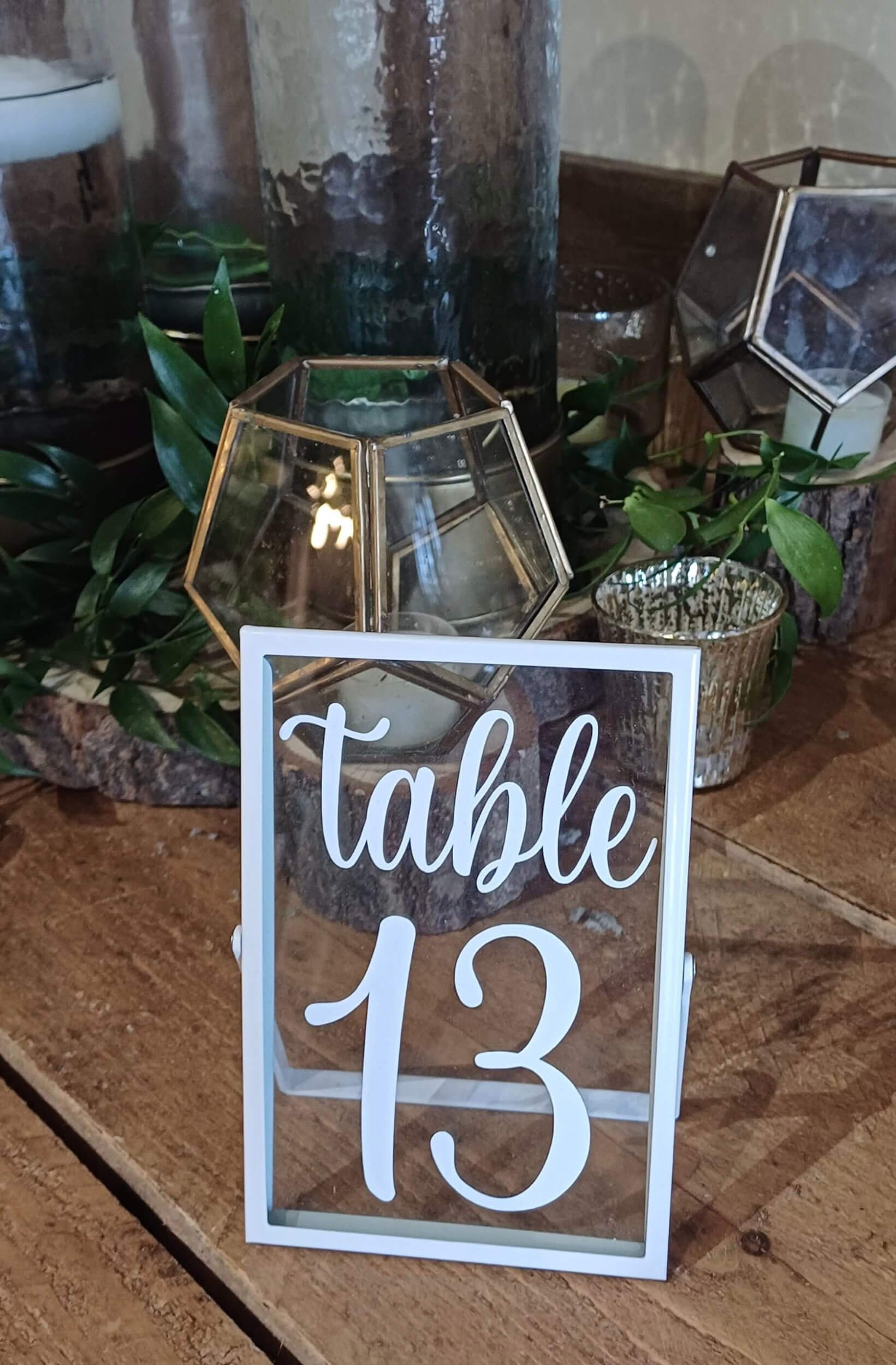 Glass Table Number - White (6x4")