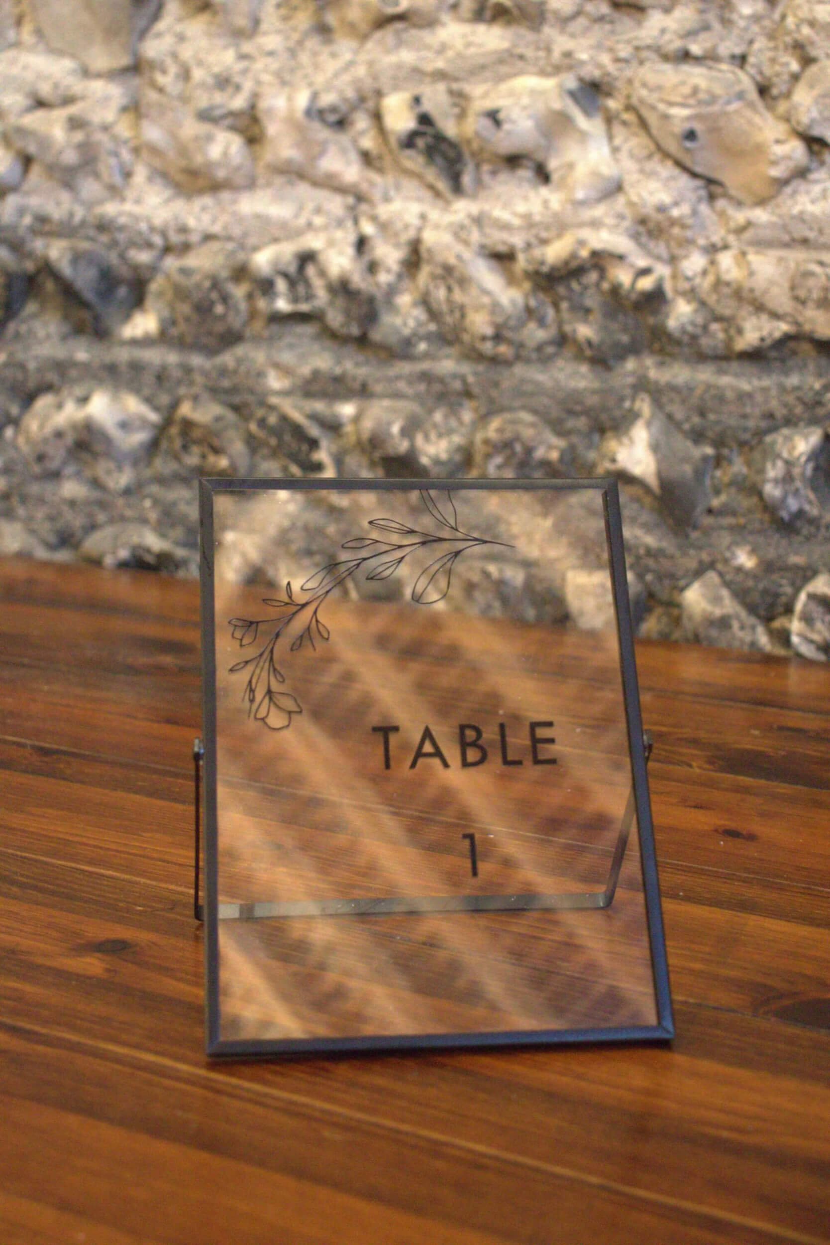 Glass Table Number - Black