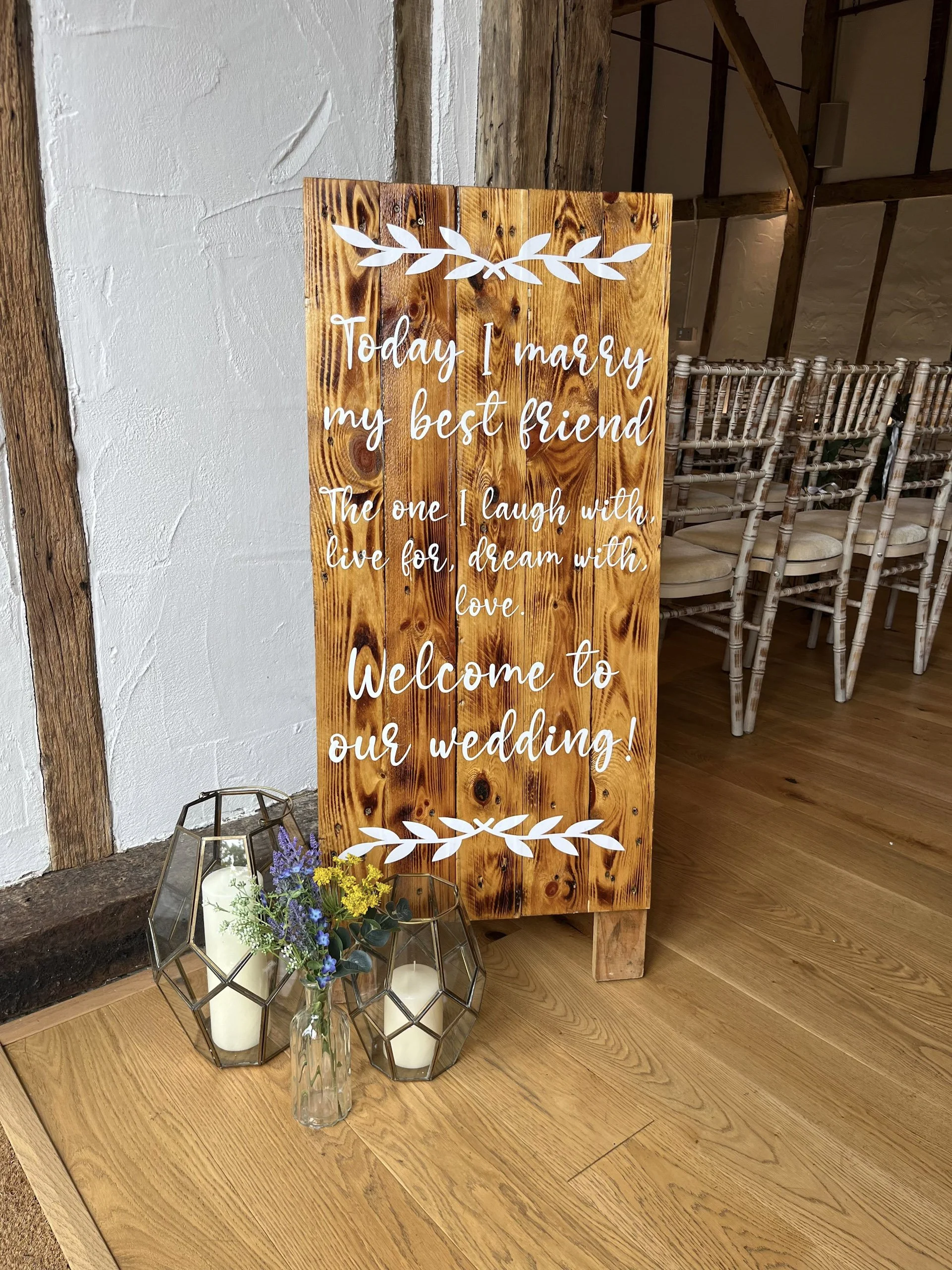 Today I Marry my Best Friend -  (Rustic) - events and wedding hire Sussex, Surrey, Kent and Hampshire
