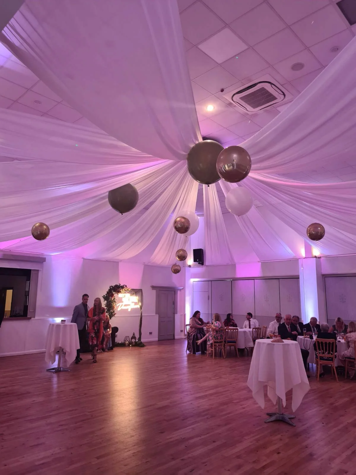 Wireless Uplighters, available to hire for your wedding or event