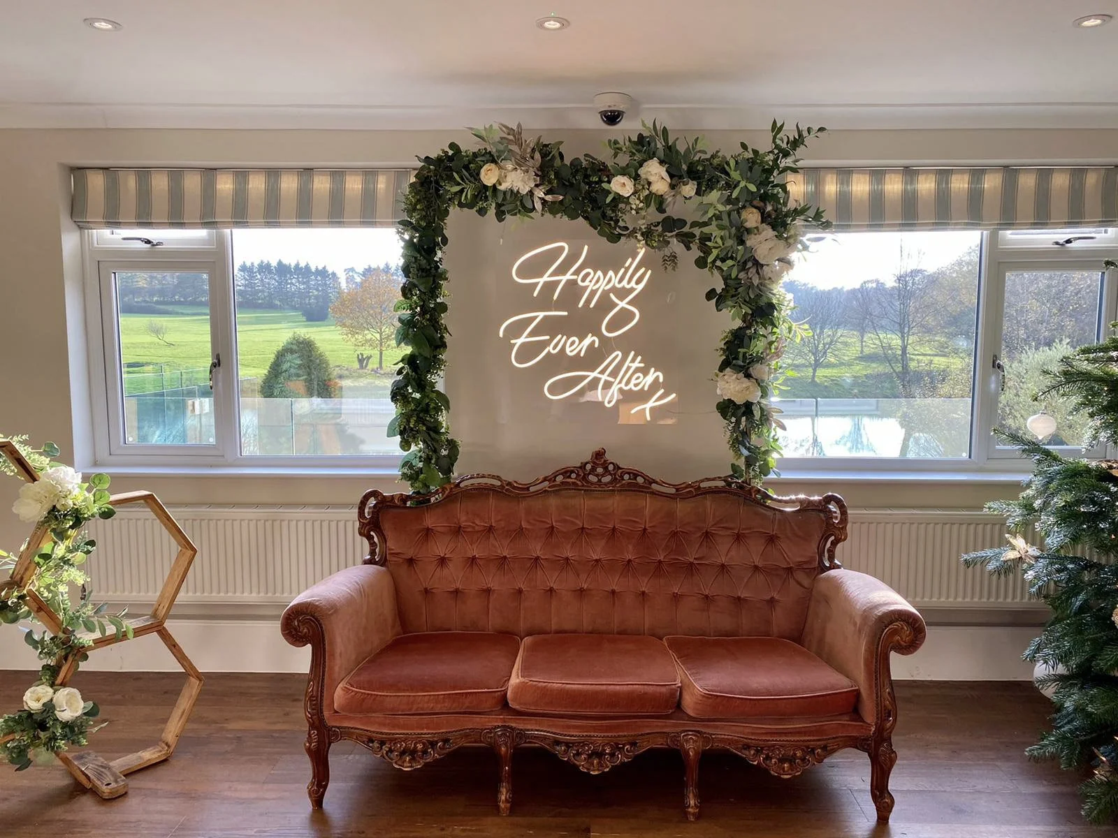Heritage Collection - Rosewood (Antique Pink) - Sofa with carved wooden frame and tufted upholstery, available to hire for your wedding or event.