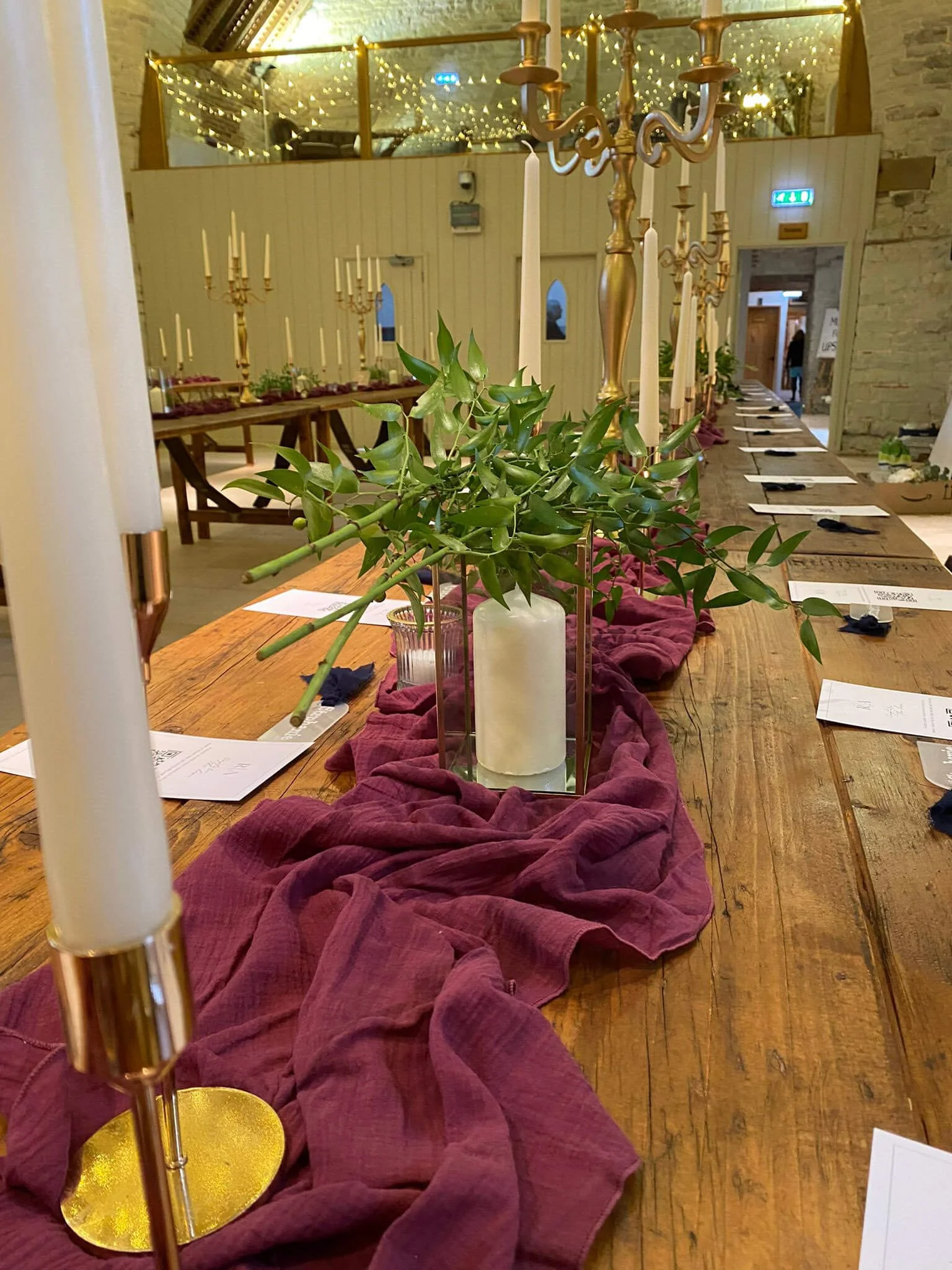 Cheesecloth Table Runner - Berry