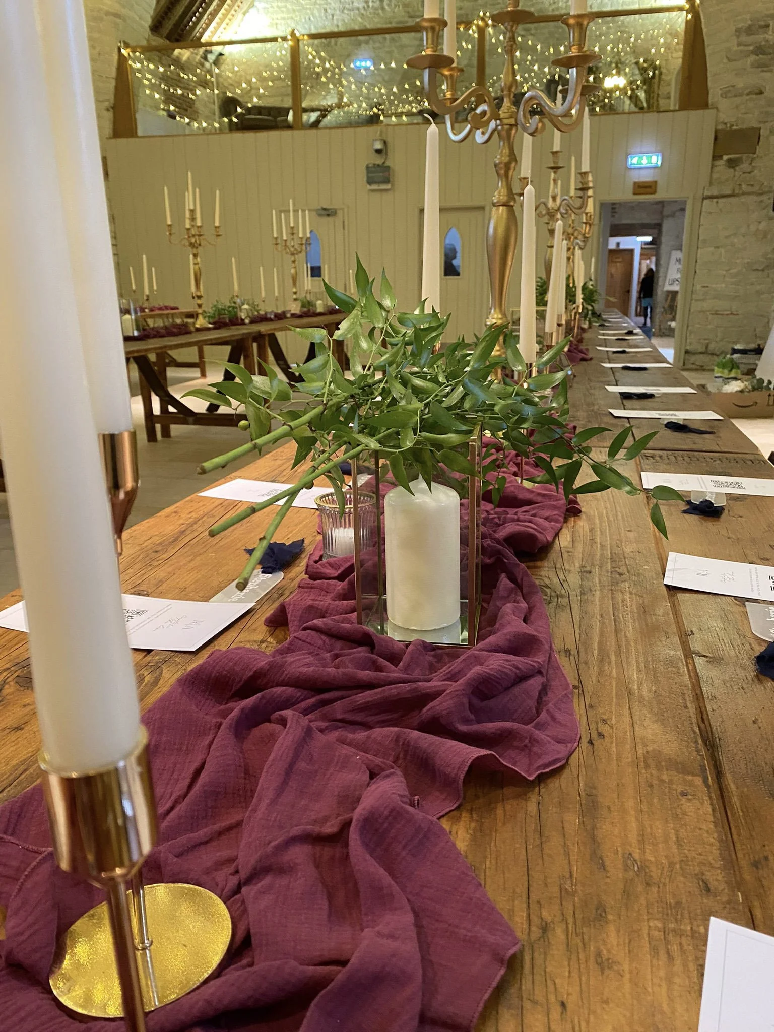 Cheesecloth Table Runner - Berry - events and wedding hire Sussex, Surrey, Kent and Hampshire