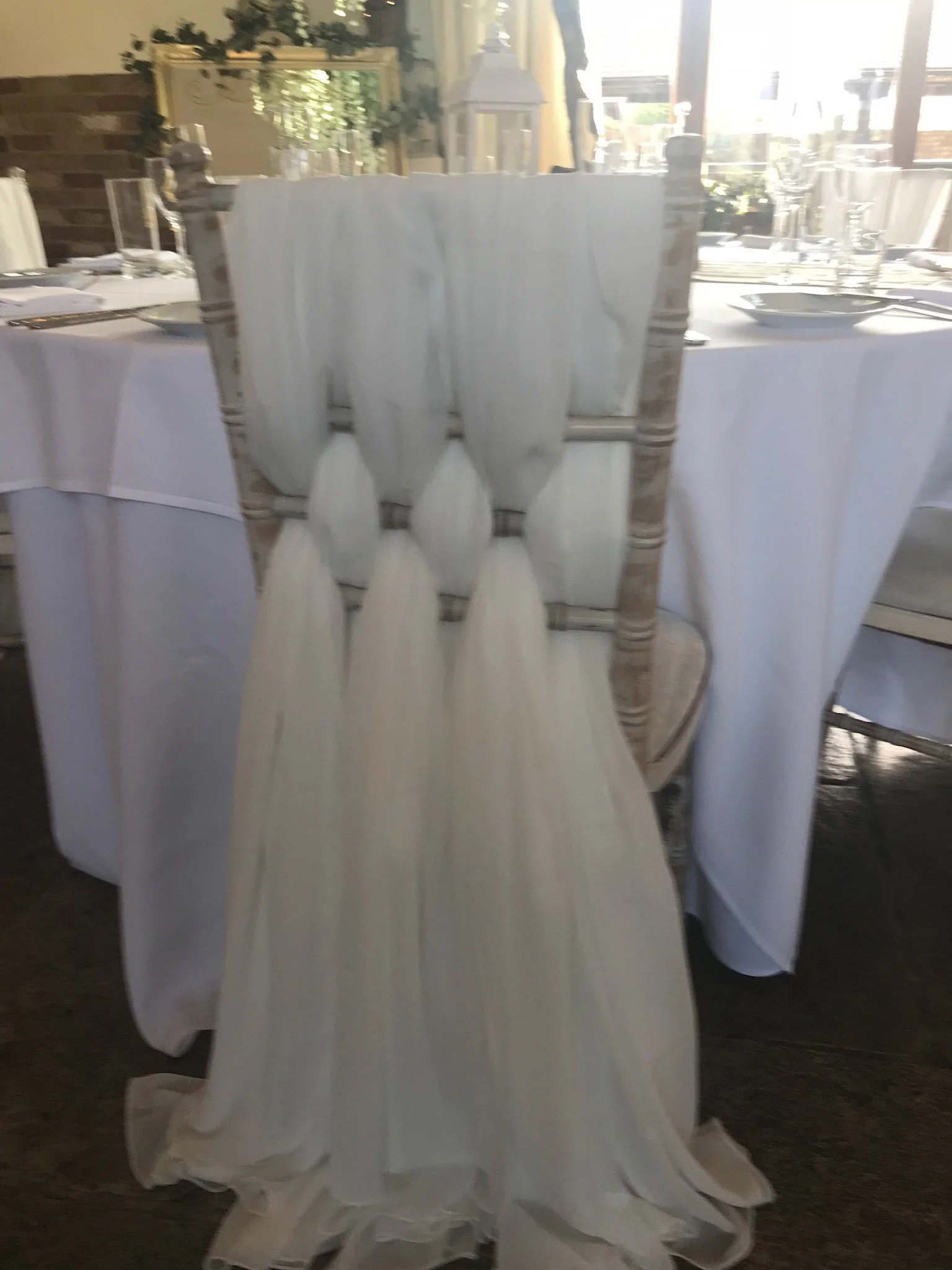 Chiffon Waterfall Sash - events and wedding hire Sussex, Surrey, Kent and Hampshire