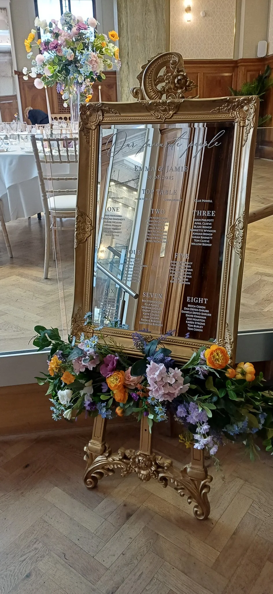 Wedding easel hire for table plans, welcome signs and event signage, available in various colours and styles.