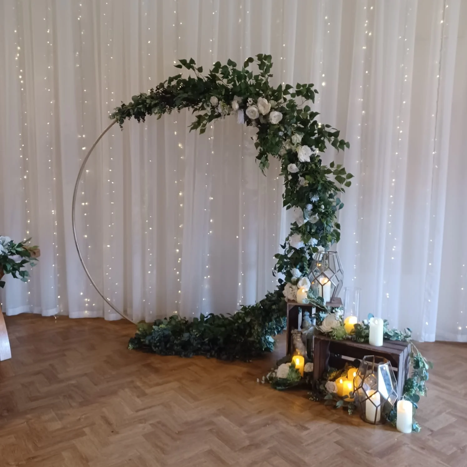 moongate round ceremony backdrop wedding sussex surrey kent floral arch